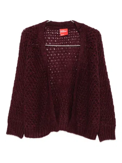 Merci Open-knit Cardigan In Red