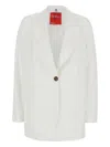 Merci White Jacket With Classic Lapels And Welt Pocket On The Chest In White
