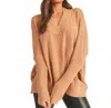 Merci Oversized V Neck Sweater In Taupe In Brown
