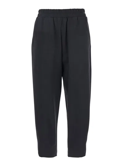 MERCI BLAKC PANTS WITH ELASTIC WAIST IN FABRIC WOMAN