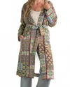 Merci Patchwork Print Long Jacket In Multicolor In Brown