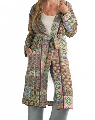 Merci Patchwork Print Long Jacket In Multicolor In Brown