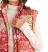Merci Patchwork Quilted Vest In Ivory Brick In Multi