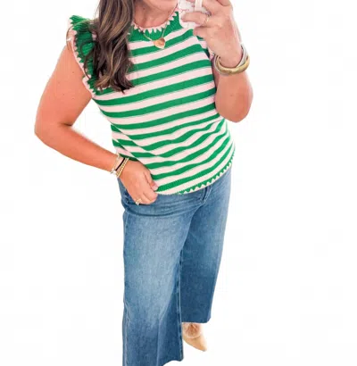 Merci Peony And Palm Sweater In Green