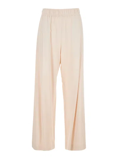 MERCI PINK PANTS WITH ELASTIC WAIST AND PENCES IN VISCOSE BLEND WOMAN