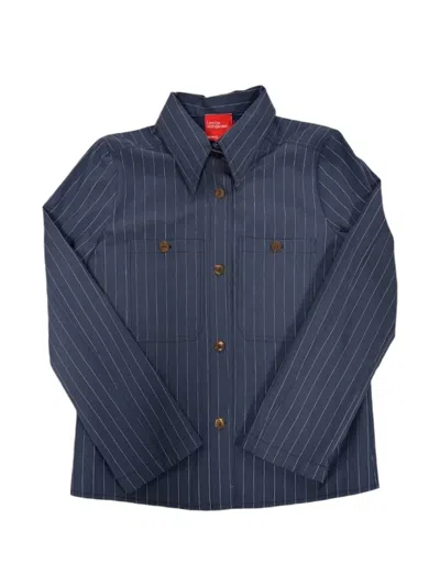 Merci Pinstripe-pattern Patch-pocket Shirt In Blue