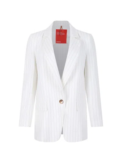 Merci Pinstripe-pattern Single-breasted Blazer In White