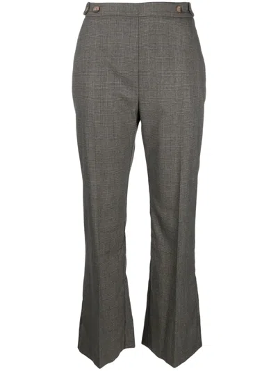 Merci Plaid-check Flared Tailored Trousers In Green
