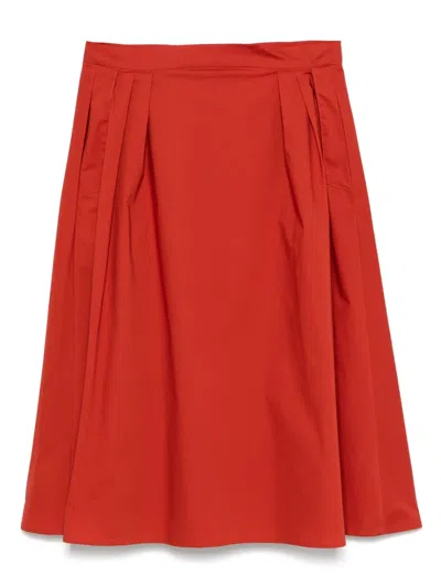 Merci Pleat-detailed Midi Skirt In Orange