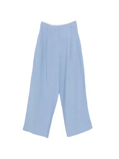 Merci Pleated Wide-leg Trousers In Blue