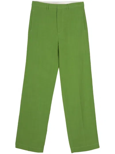 Merci Pressed-crease Straight-leg Trousers In Green