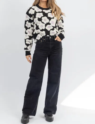 Merci Provincetown Floral Sweater In Black