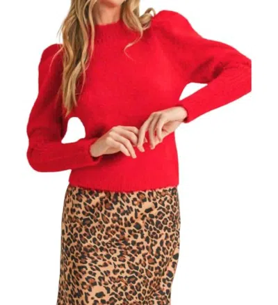Merci Puff Sleeve Mohair Sweater In Red