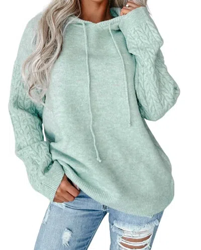 Merci Pullover Knit Hoodie In Sage In Green