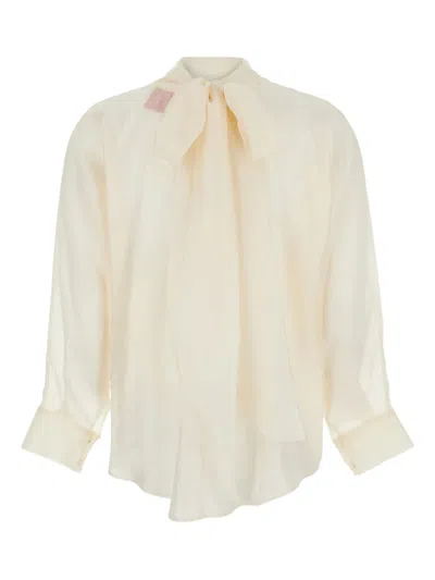 Merci Pussybow Long-sleeve Shirt In Neutral