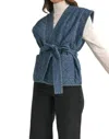 Merci Quilted Denim Vest In Multi