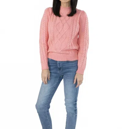 Merci Ramona Cable Sweater In Sweet Pink In Blue