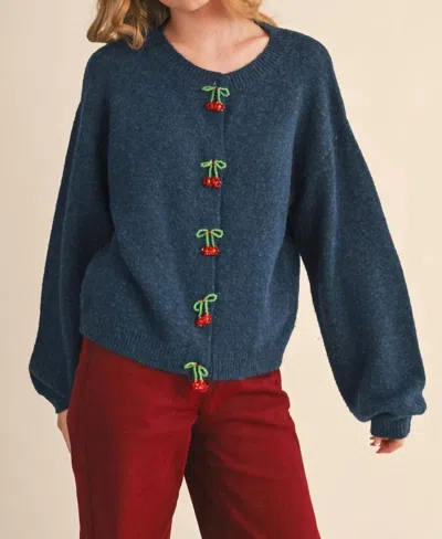 Merci Reeve Beaded Cardigan In Blue