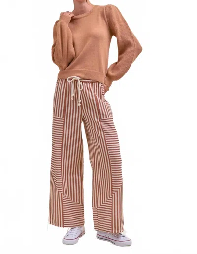 Merci Relaxed Fit Pecan Stripe Pants In Beige In Brown