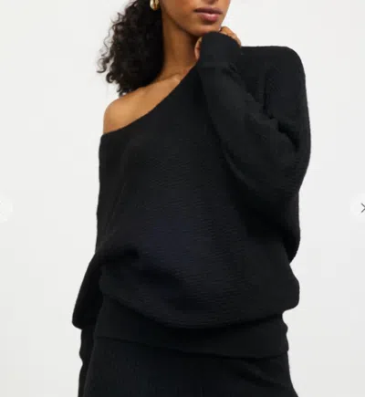 Merci Ribbed Boat Neck Sweater In Black