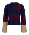 Merci Multicolor Crew Neck Sweater With Color Block Motif And Ribbed Design In Wool Woman In Multi