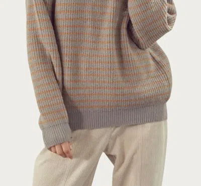 Merci Ribbed Half-zip Sweater In Grey Taupe Combo In Multi