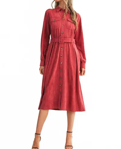 Merci Rosewood Belted Dress In Berry In Brown