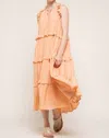 Merci Ruff Tiered Midi Dress In Papaya In Brown