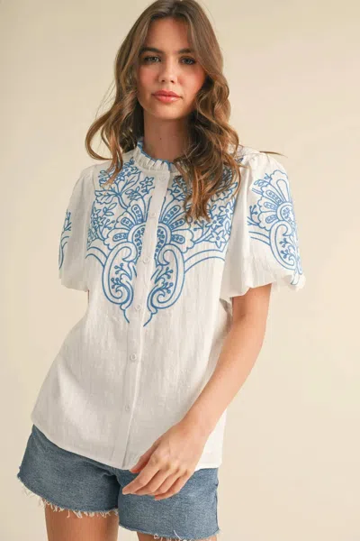 Merci Santorini Stitch Top In White