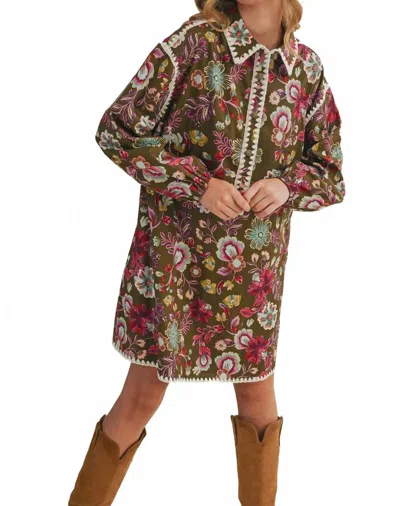 Merci Sarah Dress In Brown In Green