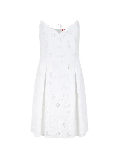 Merci Scallop-edge Floral-lace Mini Dress In White