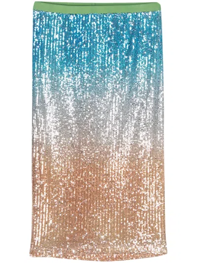 Merci Sequin-embellished Midi Skirt In Blue