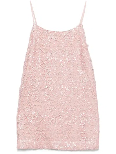 Merci Sequin-embellished Mini Dress In Pink