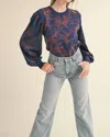 Merci She's So Fine Top In Navy/rust In Multi