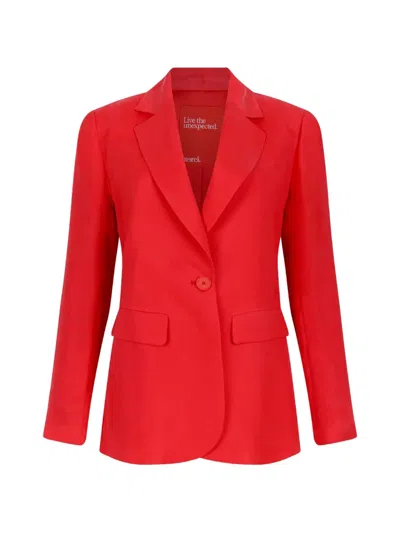 Merci Single-breasted Notched-lapels Blazer In Red