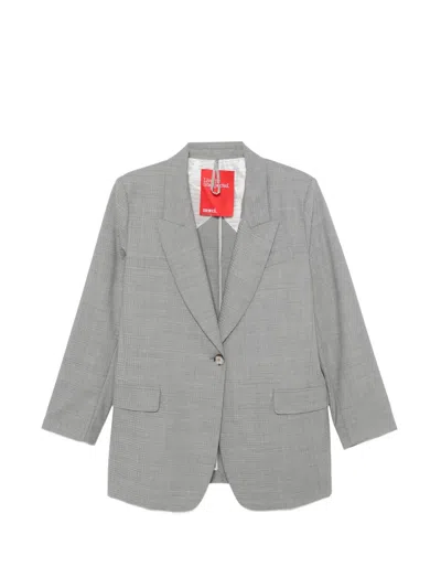 Merci Single-breasted Peak-lapels Blazer In Gray