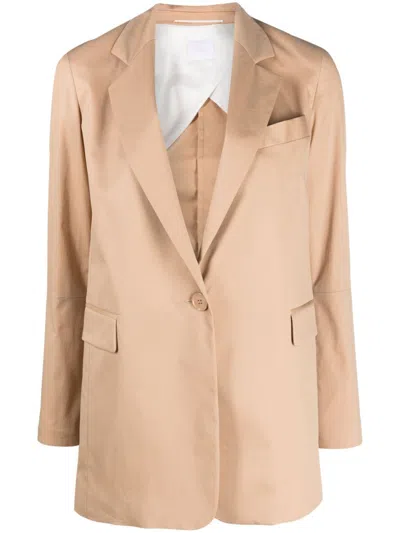 Merci Slash-detail Cotton-blend Blazer In Neutrals
