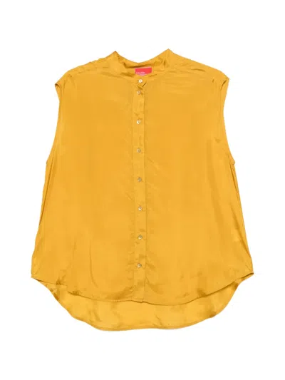 Merci Sleeveless Button-up Blouse In Gold
