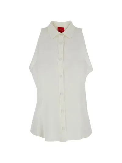 Merci Sleeveless Button-up Shirt In White