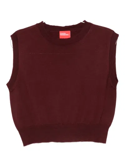 Merci Sleeveless Cropped Top In Red