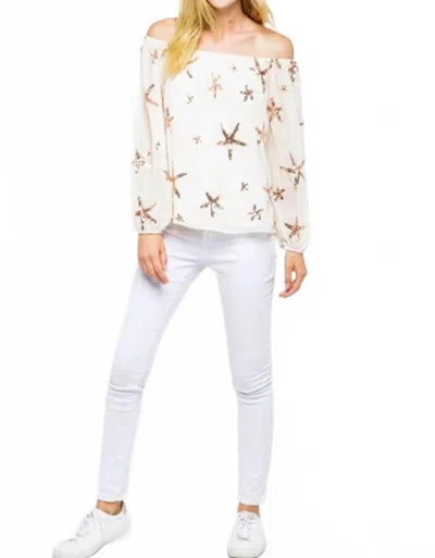 Merci Stargaze Off The Shoulder Top In Ivory In Multi