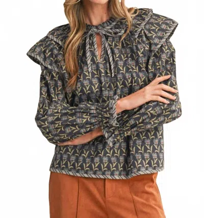 Merci Steady My Heart Floral Top In Ash Black