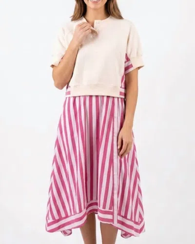 Merci Game Day Stripe Dress In Red In Pink