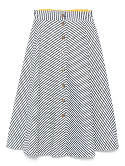 Merci Striped Midi Skirt In Blue