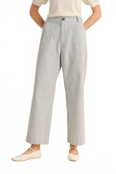 Merci Striped Wide Leg Pants In Blue In Gray