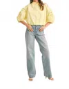 Merci Sweet Escape Collared Button Up Top In Lemon In Yellow