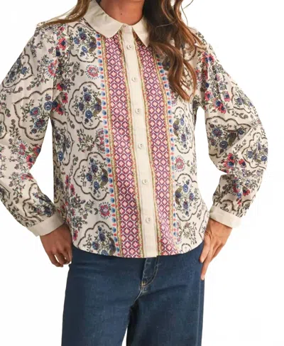 Merci Tanner Print Blouse In Multi In White