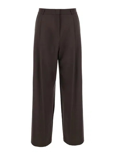 Merci Tech Fabric Pants With Side Pockets And Finished Hems In Brown