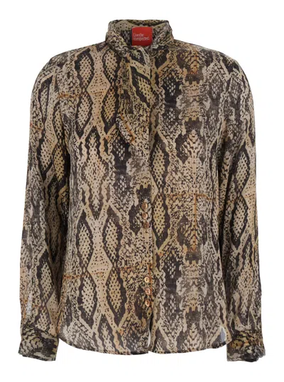 Merci Tech Fabric Shirt With Classic Collar And Long Sleeves For Women In Multi