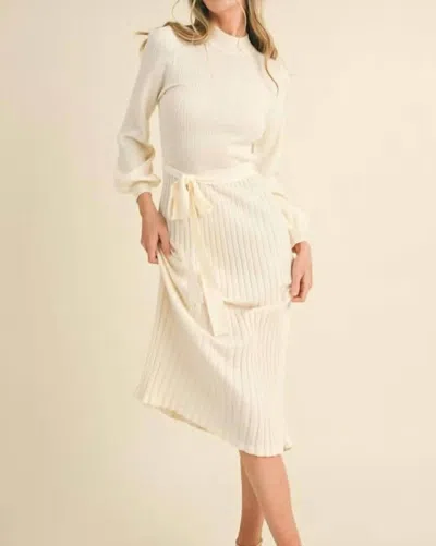Merci The Annabelle Midi Length Sweater Dress In Cream In Yellow